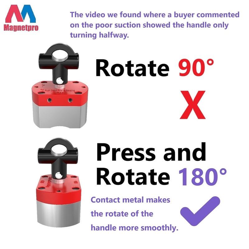 Magnetpro Multipurpose Switch Magnet, 220 LB Pull-Off Force Switchable Magnetic System, On/Off Magnet for Lifting, Working&Welding Positioning, Liquid Filtration, Automation, Metal Separation - Image 3
